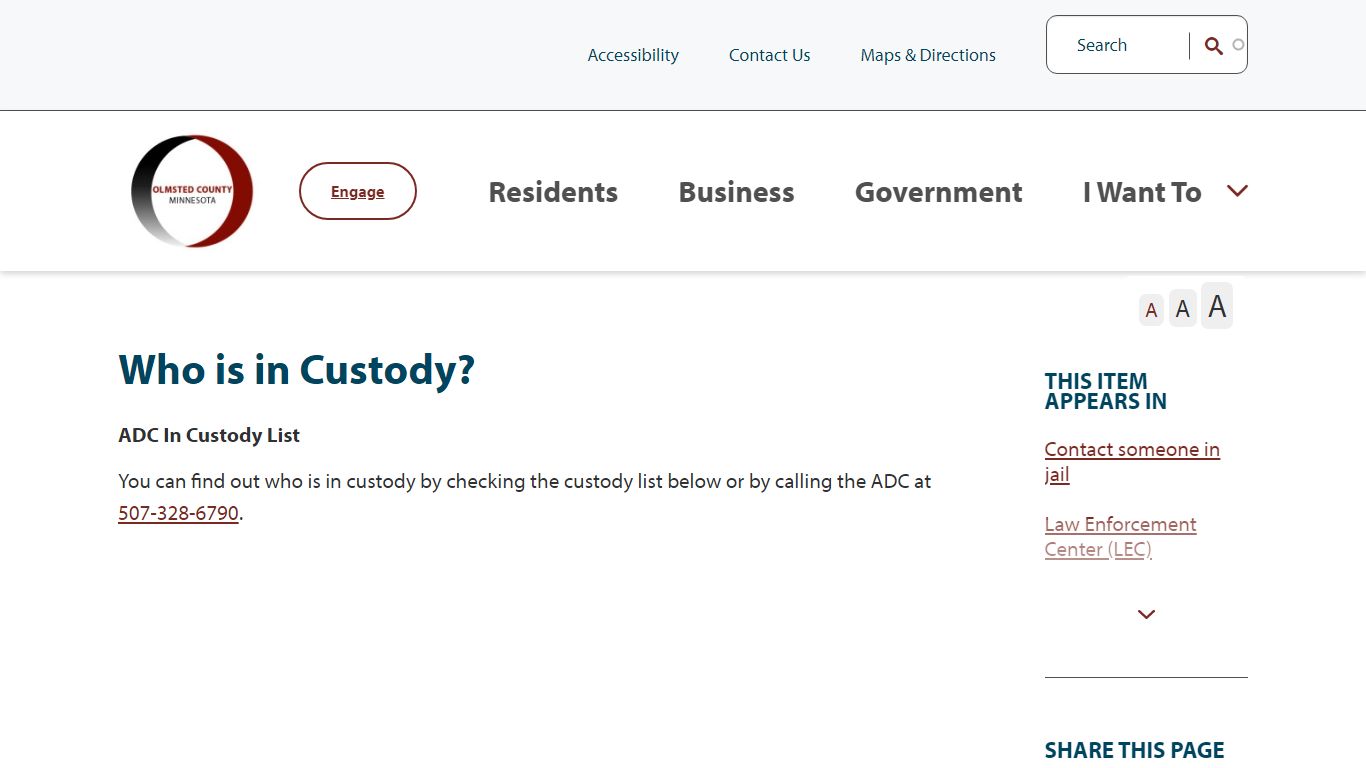 Who is in Custody? - Olmsted County, MN