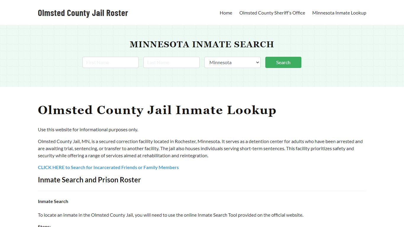 Olmsted County Jail Roster Lookup, MN, Inmate Search